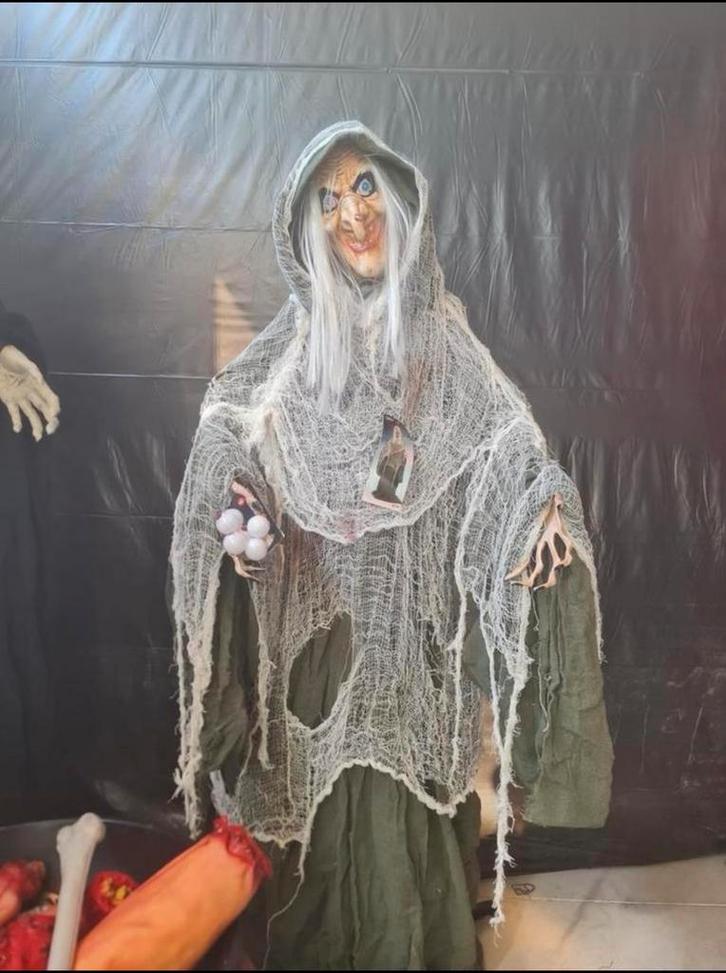 Halloween Heks Animatronic - Griezelig!, Hobby en Vrije tijd, Feestartikelen, Nieuw, Versiering, Halloween of Griezel, Ophalen of Verzenden