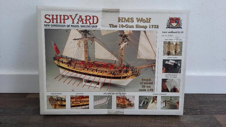 Shipyard HMS Wolf 1752 LZ029 Laser Cardboard Kit Schip, Hobby en Vrije tijd, Modelbouw | Boten en Schepen, Nieuw, 1:50 tot 1:200
