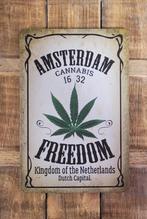 Amsterdam Cannabis Freedom reclamebord van metaal deco, Huis en Inrichting, Info@deconoord.nl, Deco Noord, Nieuw, Ophalen of Verzenden