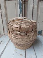 Vintage handgeweven mand rotan, -, Rond, Ophalen of Verzenden, Zo goed als nieuw