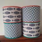Vrolijke handgemaakte lampenkappen blauw wit oranje turquois, Huis en Inrichting, Rond, Nieuw, Ophalen of Verzenden, Minder dan 25 cm