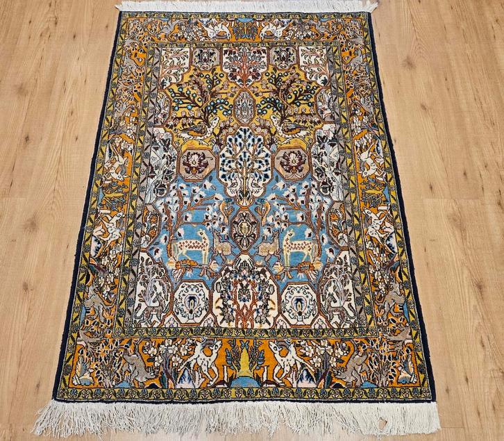 Vintage handgeknoopt perzisch tapijt ghom 162x106, Huis en Inrichting, Stoffering | Tapijten en Kleden, Gebruikt, 100 tot 150 cm