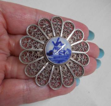 Zilveren grote antieke broche nr.074 beschikbaar voor biedingen