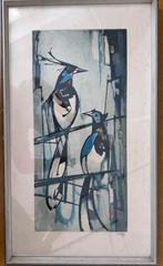 Moderne grafiek Fritz Neumann, gesign: ‘Ric’ Paradijs Vogels, Antiek en Kunst, Kunst | Etsen en Gravures, Ophalen of Verzenden