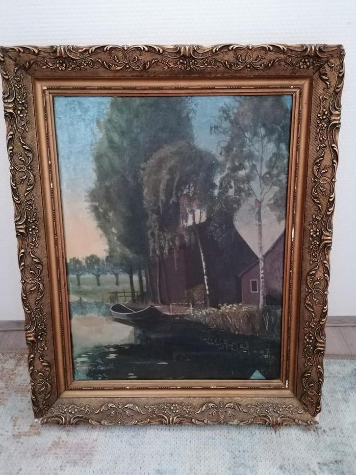 Vier schilderijen met lijst, Antiek en Kunst, Kunst | Schilderijen | Klassiek, Ophalen
