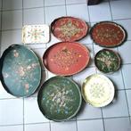 8 Hindelooper dienbladen, Huis en Inrichting, Ophalen of Verzenden, Zo goed als nieuw, Rond