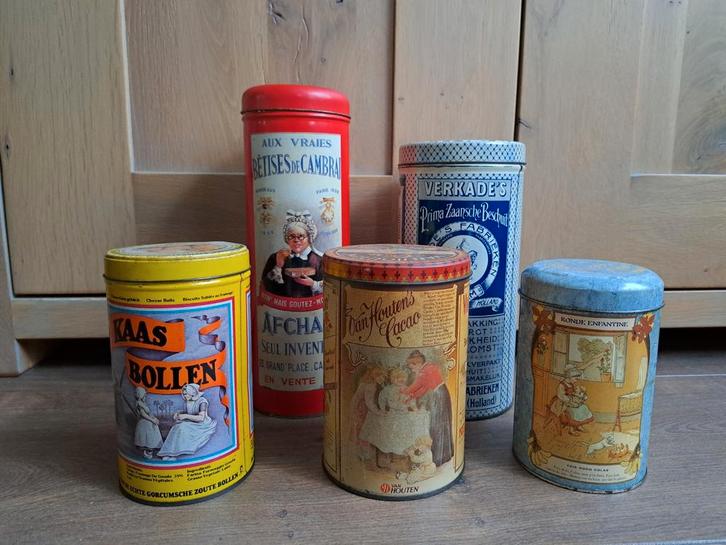 Diverse vintage blikken zie omschr prijs per stuk, Verzamelen, Blikken, Gebruikt, Ophalen of Verzenden