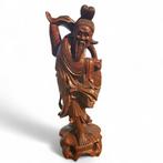 Houten Chinese Wijze Man Beeld - 48 cm, Antiek en Kunst, Ophalen of Verzenden