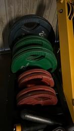 100 kg Olympische halter schijven 50 mm, Sport en Fitness, Fitnessmaterialen, Halterschijven, Gebruikt, Rug, Ophalen