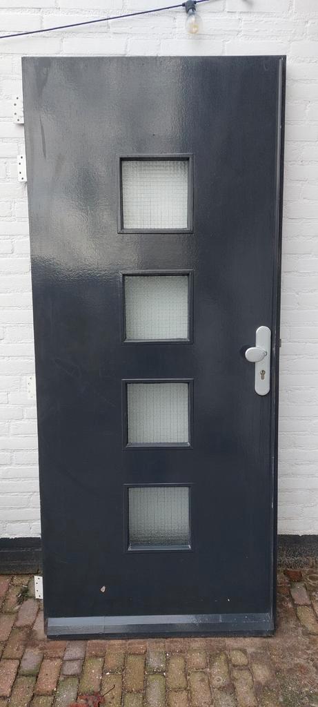 Hardhouten Buitendeur - 87x204 cm, Doe-het-zelf en Verbouw, Deuren en Horren, Buitendeur, 200 tot 215 cm, Ophalen