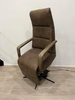 Hartog Sta-op Relaxfauteuil M Taupe Leer 3 motoren Stervoet, Verzenden, Zo goed als nieuw, Leer, Minder dan 50 cm