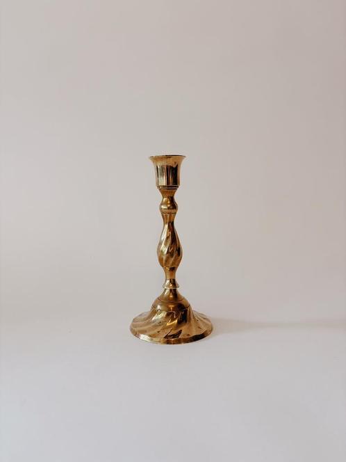 VINTAGE MESSING KANDELAAR | 15 CM (2 STUKS), Antiek en Kunst, Antiek | Kandelaars, Koper of Brons, Ophalen of Verzenden