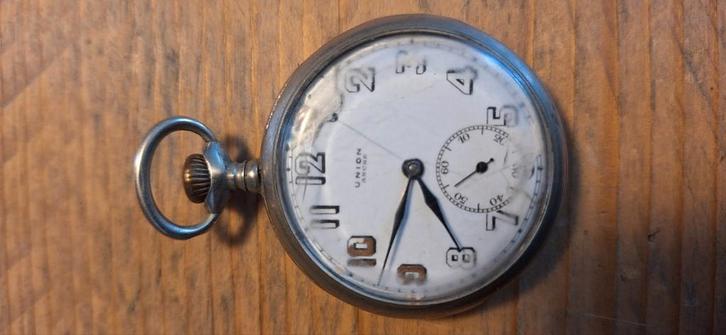 Antiek Union Ancre Zakhorloge, Sieraden, Tassen en Uiterlijk, Horloges | Antiek, Zakhorloge, Overige merken, Zilver, 1900 tot 1930