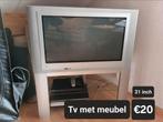 Grijze Philips tv 31 inch met meubel, Audio, Tv en Foto, Vintage Televisies, Philips, Gebruikt, 60 tot 80 cm, Ophalen