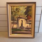 Bali, Indonesië, olieverf schilderij,  tempel ingang gesign., Ophalen of Verzenden