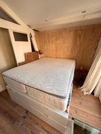 Tweepersoonsbed Matras en Topper, Huis en Inrichting, Ophalen, Overige materialen, Wit, Tweepersoons