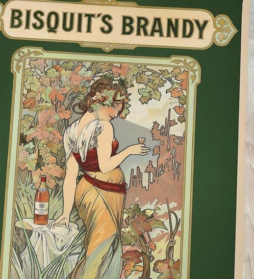 Alphonse Mucha Bisquit's Brandy Art Affiche Poster, Antiek en Kunst, Kunst | Overige Kunst, Verzenden