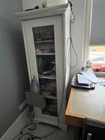 Smalle vintage hoge kast glazen deur, Huis en Inrichting, Ophalen, Minder dan 50 cm, Met deur(en), Glas