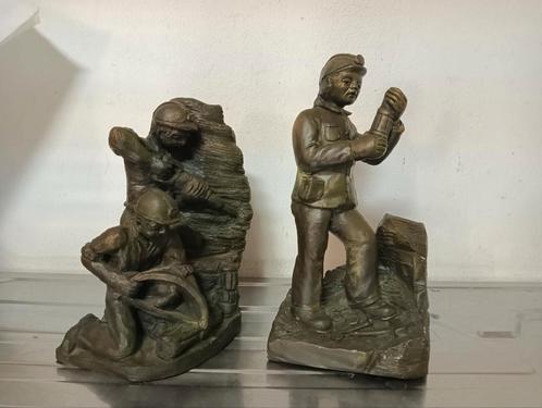 mijnwerkers beelden, 2 stuks brocante handgemaakte beelden, Antiek en Kunst, Curiosa en Brocante, Ophalen of Verzenden
