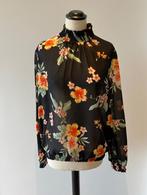 ZGAN zwart oranje bloem print Pieces blouse turtle neck M 38, Kleding | Dames, Maat 38/40 (M), Zwart, Ophalen of Verzenden, Zo goed als nieuw
