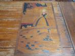 Art nouveau houten paneel met afbeelding pyrografie, Antiek en Kunst, Ophalen of Verzenden