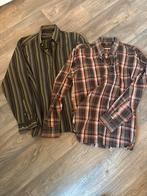 Twee heren overhemden maat L, Ophalen, Zo goed als nieuw, Bruin, Halswijdte 41/42 (L)