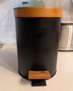 Mini trash can, metal and bamboo / Mini prullenbak, Huis en Inrichting, Ophalen, Met pedaal, Zo goed als nieuw, Minder dan 10 liter