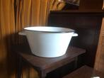 Landelijk brocante emaille ronde teil 37 cm wit +zwart rand, Ophalen of Verzenden