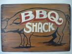Vintage houten reclame bord/slagerij/varken/barbecue/bbq, Reclamebord, Ophalen of Verzenden, Zo goed als nieuw