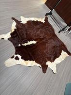 Te koop: Prachtig koeienhuid kleed – bruin/wit – echte huid, Bruin, Rond, 200 cm of meer, Ophalen of Verzenden