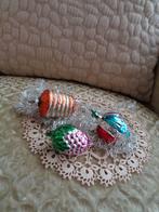 3 Oude Glazen Kerstballen / Ornamenten ** Mimosa **, Ophalen of Verzenden