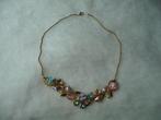 Aparte goudkleurige ketting met roosjes en strass, Sieraden, Tassen en Uiterlijk, Antieke sieraden, Ophalen, Overige materialen