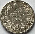 Schitterend kwartje 1901, Zilver, 25 cent, Ophalen of Verzenden, Koningin Wilhelmina