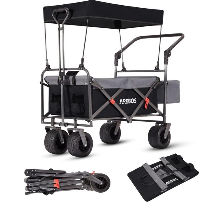 AREBOS Luxe Bolderkar met dak Opvouwbare - Helemaal Nieuw, Caravans en Kamperen, Bolderkarren, Nieuw, Opvouwbaar, Ophalen