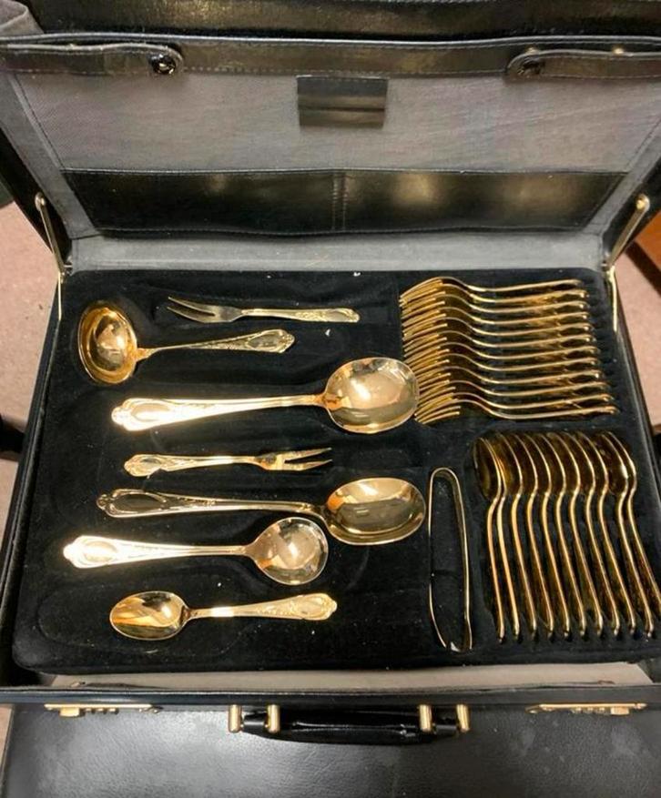 Bestek 24 karaat bladgoud Solinger Gloria Royal Prinzess, Huis en Inrichting, Keuken | Bestek, Ophalen of Verzenden