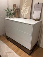 Witte Commode/Ladekast met Zwarte Poten, Ophalen, Gebruikt, 100 tot 150 cm, Metaal