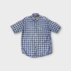Timberland heren overhemd met korte mouwen (15% linnen)  L, Tweedehands, Timberland, Blauw, Ophalen of Verzenden