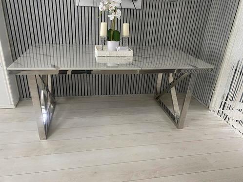 Marmer eettafel & salontafel, Huis en Inrichting, Tafels | Eettafels, 50 tot 100 cm, Rechthoekig, Ophalen