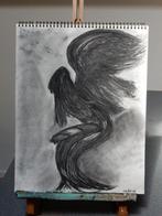Kunst Tekening “Charcoal Angel” MEdO, Houtskool, te koop., Ophalen