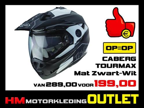 Motorhelm Caberg Tourmax - Mat Zwart-Wit - L-60, Motoren, Kleding | Motorhelmen, Dames, Heren, Systeemhelm, Caberg, Nieuw met kaartje