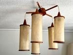 Vintage Deense kroonluchter hanglamp teak jaren 60, Huis en Inrichting, Lampen | Hanglampen, Minder dan 50 cm, Hout, Midcentury Deens Vintage