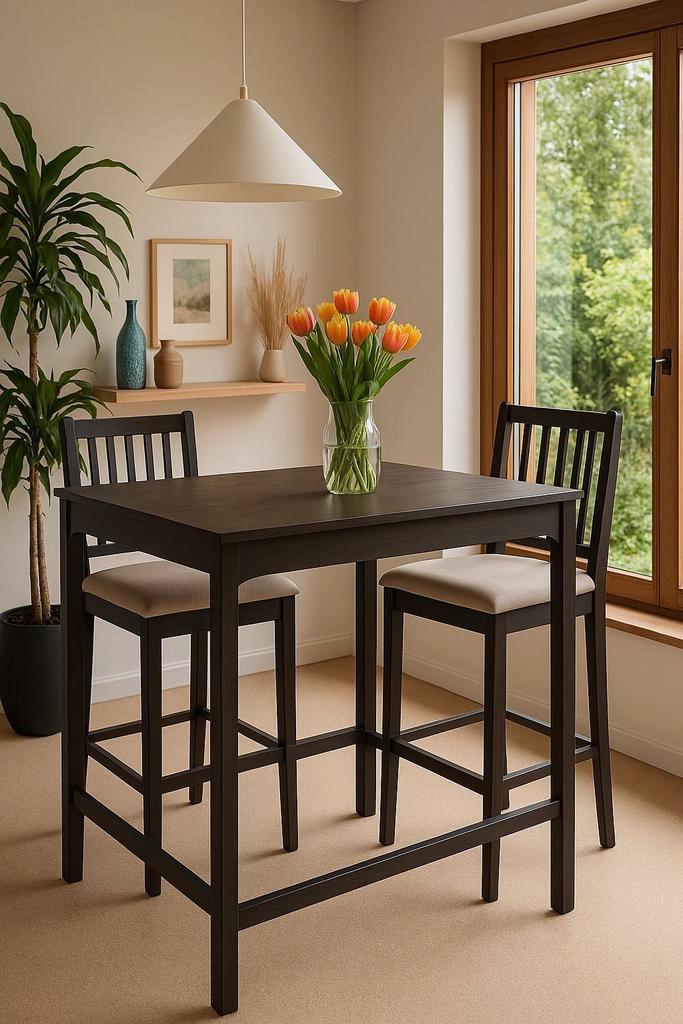 Ekedalen Bartafel + 4 Barkrukken, Huis en Inrichting, Tafels | Eettafels, Zo goed als nieuw, 50 tot 100 cm, 100 tot 150 cm, Vier personen