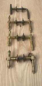2x ANTIEK T - model Deurklinken 19e Eeuw-1900, MESSING BRONS, Ophalen of Verzenden, Koper of Messing, Klink of Kruk