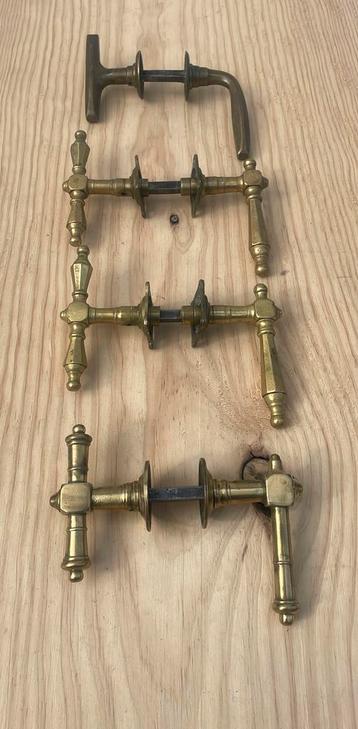 4x ANTIEK T - model Deurklinken 19e Eeuw-1900, MESSING BRONS beschikbaar voor biedingen