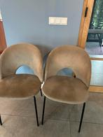 Set van 2 Leverkleurige Velours Stoelen, Huis en Inrichting, Ophalen, Bruin, Stof, Twee