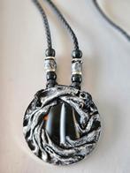 Handgemaakte Ketting met Zwarte Steen, Sieraden, Tassen en Uiterlijk, Kettingen, Zwart, Nieuw, Ophalen of Verzenden, Steen of Mineraal