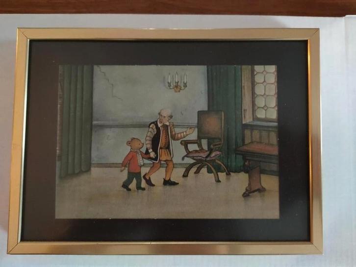 Bruintje Beer prent in goudkleurige lijst, Verzamelen, Stripfiguren, Zo goed als nieuw, Plaatje, Poster of Sticker, Overige figuren