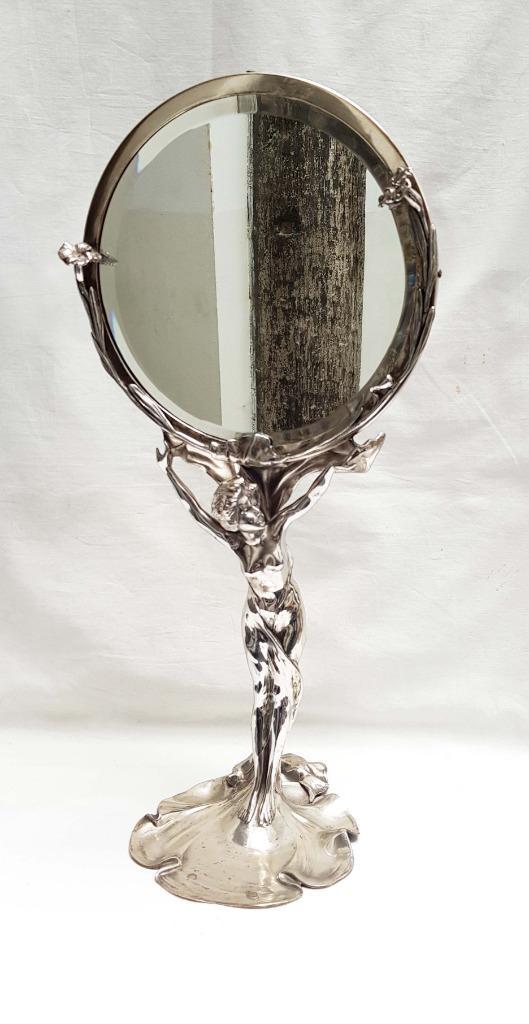 Art Nouveau - Tafelspiegel - Argentor., Antiek en Kunst, Antiek | Spiegels, Minder dan 50 cm, Minder dan 100 cm, Overige vormen