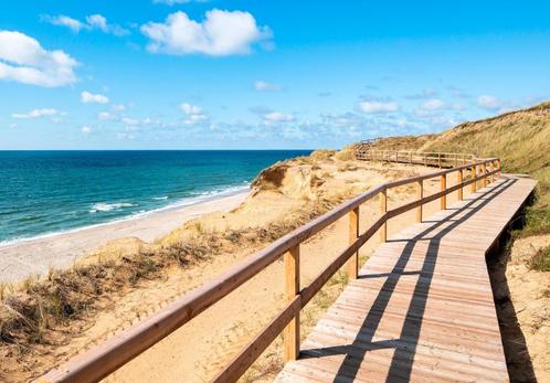 Strand behang Plankenpad, Strandwandeling, Fotobehang4you, Huis en Inrichting, Stoffering | Behang, Verzenden