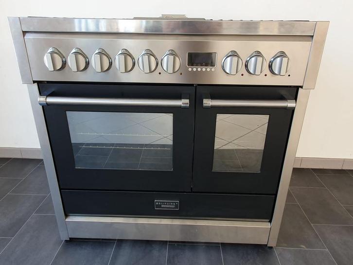 Luxe Fornuis Solitaire Professional 100cm rvs friteuse, Witgoed en Apparatuur, Fornuizen, Zo goed als nieuw, Vrijstaand, Gas, 5 kookzones of meer
